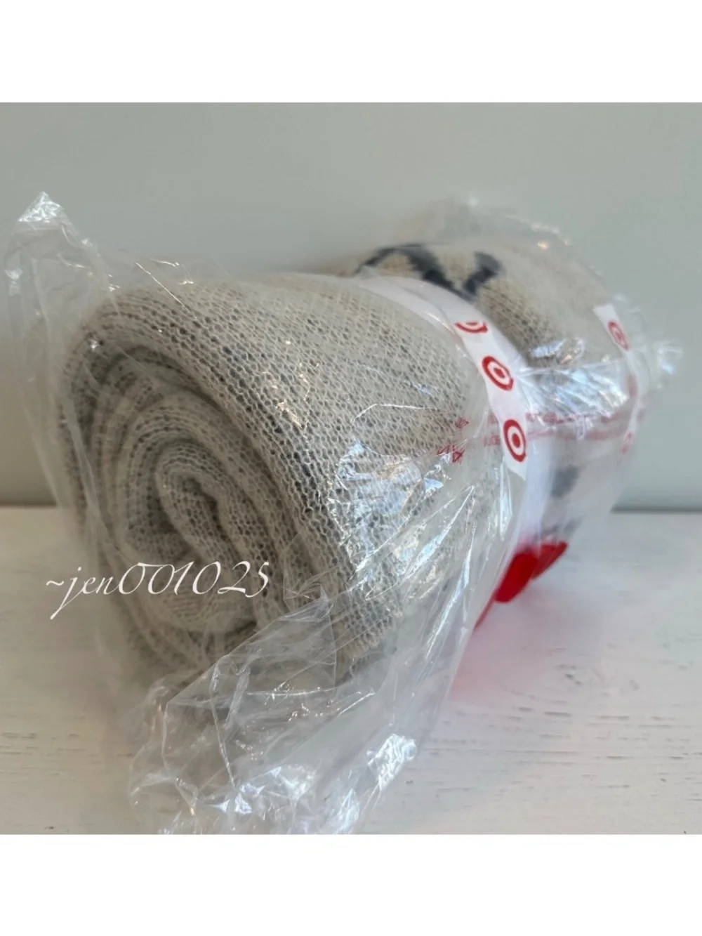 Knitted Anchor Throw Blanket Grey/Blue Coastal - Room Essentials